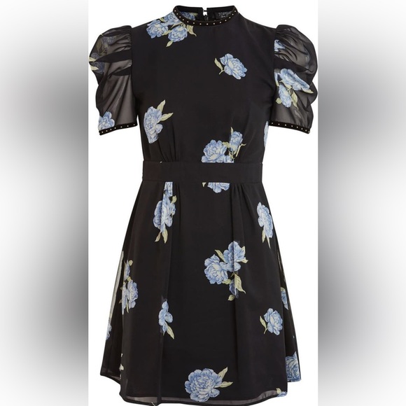 TOPSHOP Bloom Studded Puff Sleeve Dress - Picture 4 of 5